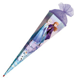 Roth Schultüte Disney Frozen, 85cm, eckig, mit Rot(h)-Spitze und lilafarbigem Tüllverschluss