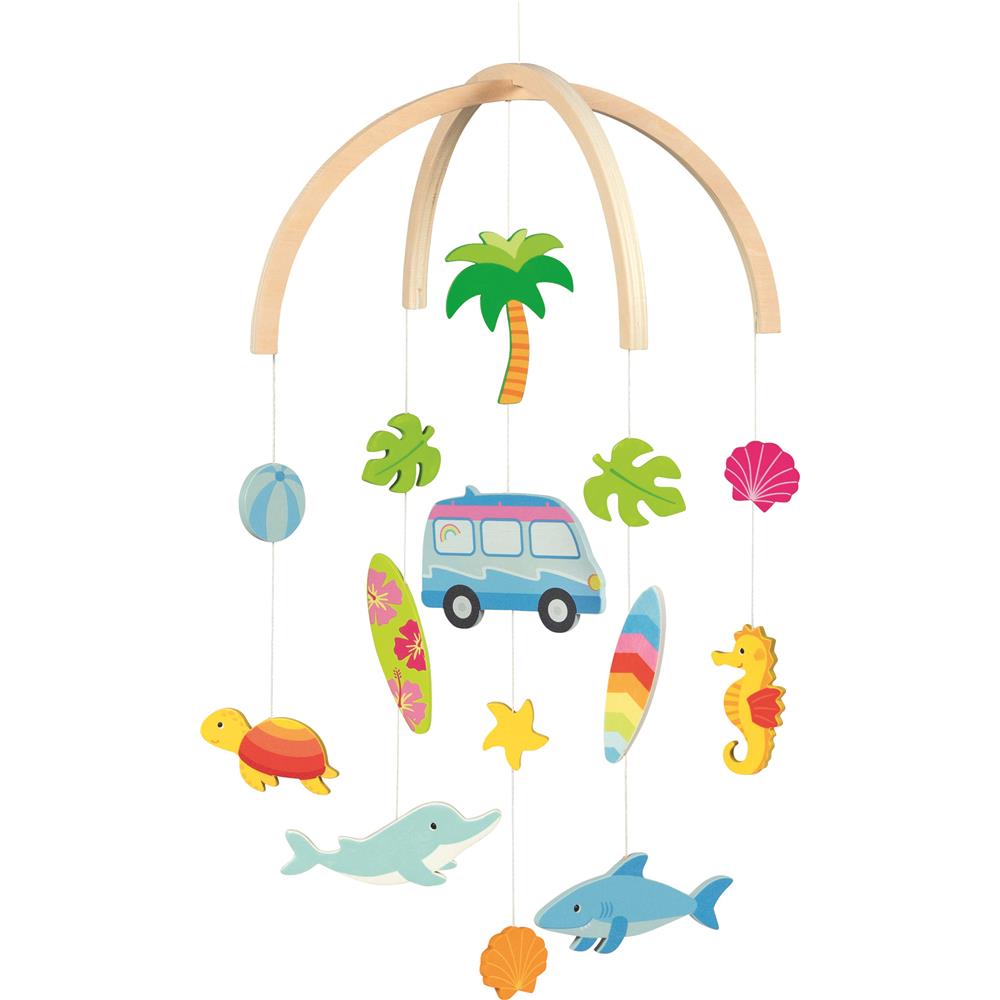 goki Mobile Surfer Van – Holzmobile fürs Babybett & Babyzimmer, Einschlafhilfe