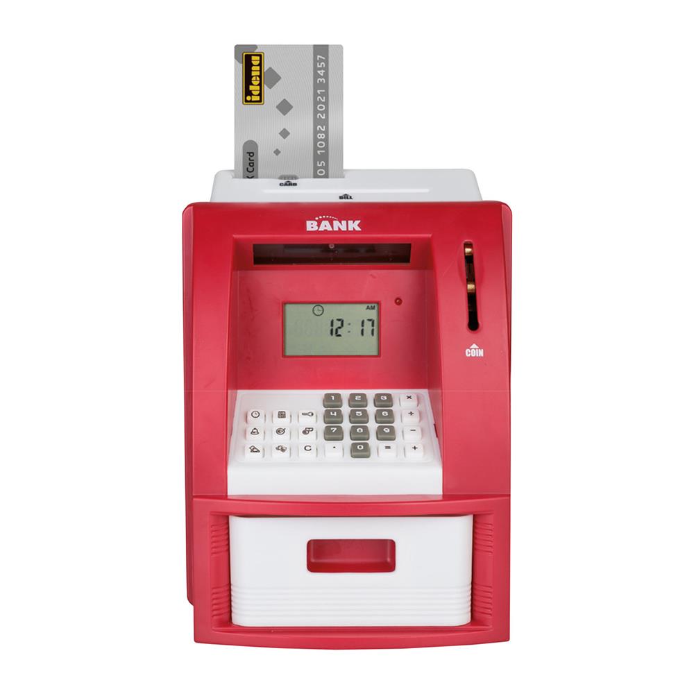 Idena digitale Spardose Geldautomat mit Sound in Rot Münzzähler