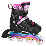 NILS EXTREME NH10905 4in1 LED Inliner Schlittschuhe Rollschuhe Gr. 31-34, Pink-Rainbow, verstellbar