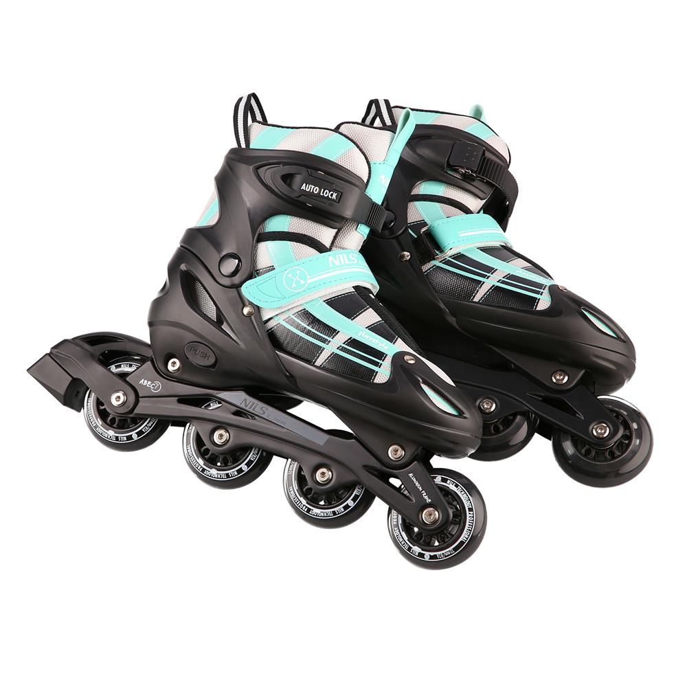 NILS EXTREME NH18366A 2in1 Inliner Schlittschuhe Kinder Gr. 31-34, Blau-Grün, verstellbar