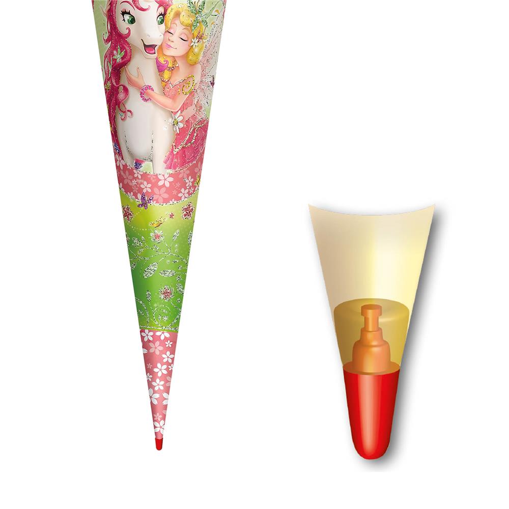 Roth Schultüte Einhornglück, 70cm, rund, Rot(h)-Spitze, Filzverschluss, Glitter