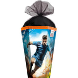 Roth Schultüte Fußballer/Soccer, 85cm, eckig, Rot(h)-Spitze, Tüllverschluss, mit Sound