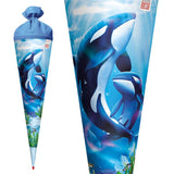 Roth Schultüte Orcas, 70cm, rund, Rot(h)-Spitze, Filzverschluss