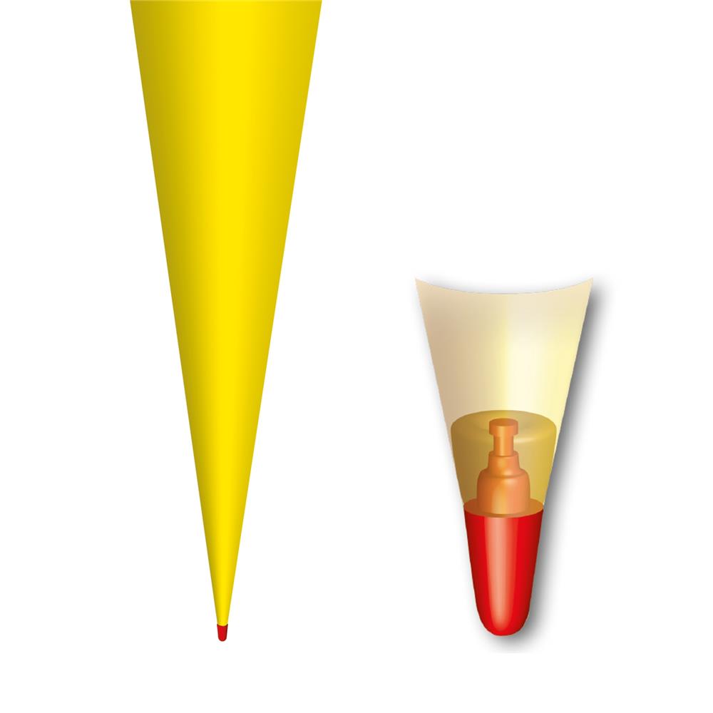 Roth Schultüte-Rohling/Basteltüte, gelb, 70cm, rund, Rot(h)-Spitze, mit Filzverschluss