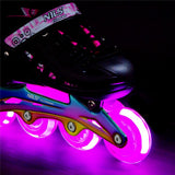 NILS EXTREME NH10905 4in1 LED Inliner Schlittschuhe Rollschuhe Gr. 31-34, Pink-Rainbow, verstellbar