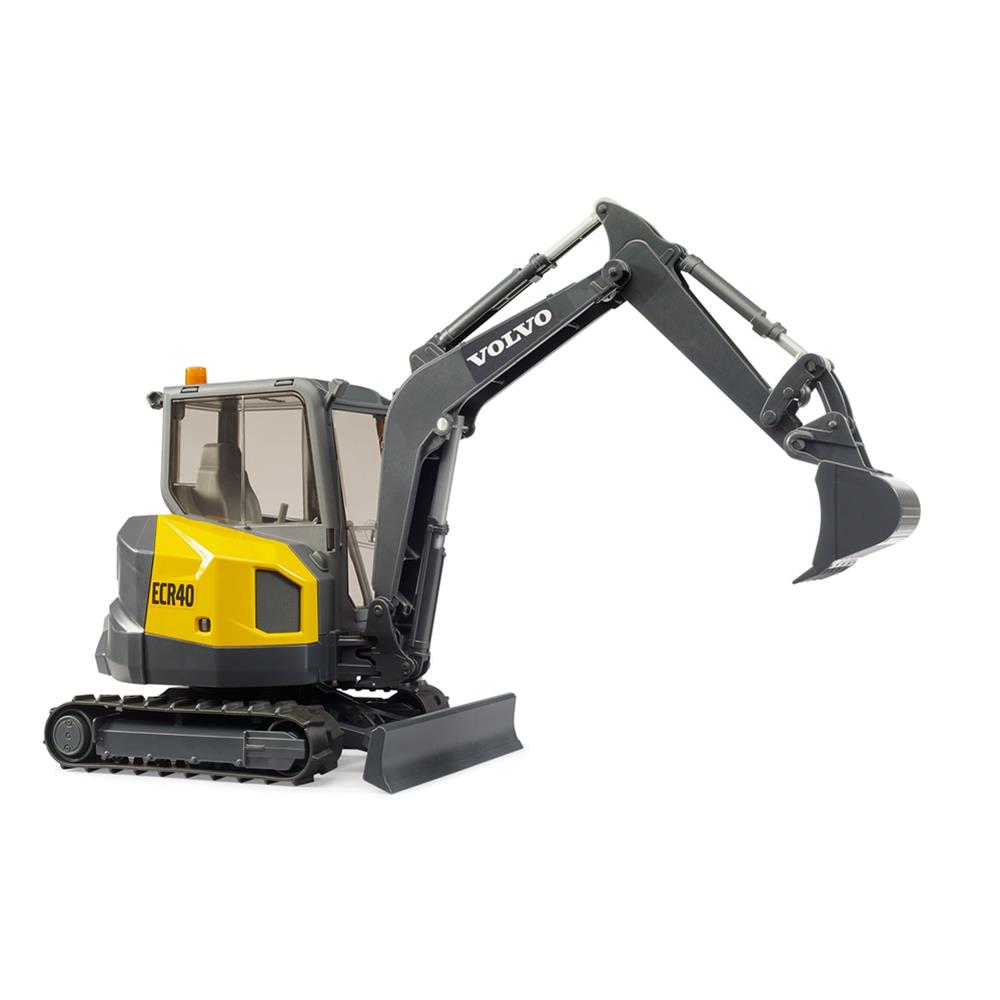 Bruder 02465 - Volvo Kompaktbagger ECR40, 360° Bagger mit Räumschild