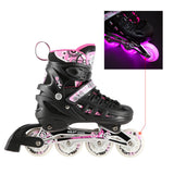 NILS EXTREME NH10905 4in1 LED Inliner Schlittschuhe Rollschuhe Gr. 39-42, Rosa, verstellbar