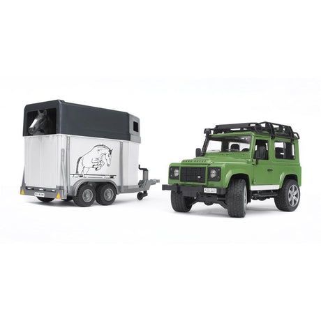 Bruder 02592 - Land Rover Defender Station Wagon mit Pferdeanhänger und 1 Pferd