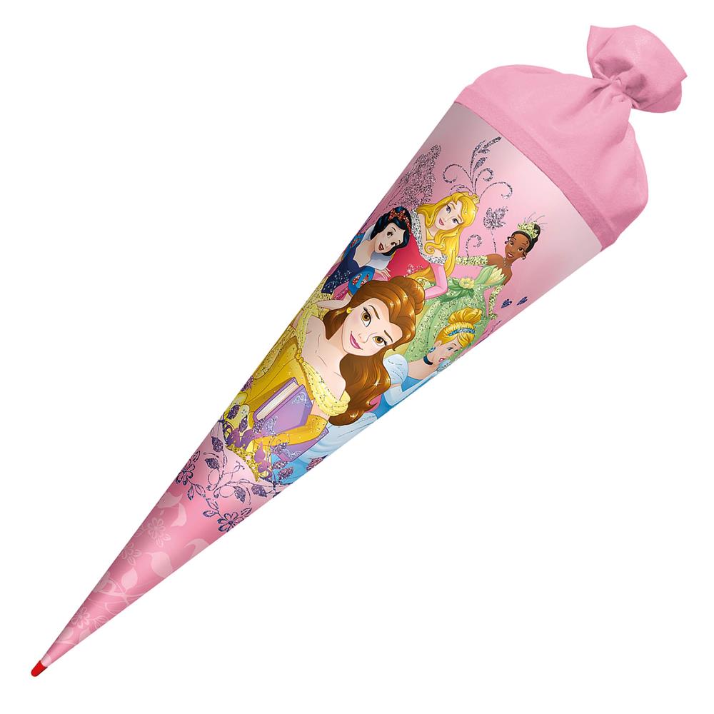 Roth Schultüte Disney Princess, 70cm, rund, Rot(h)-Spitze, Filzverschluss, Glitzer