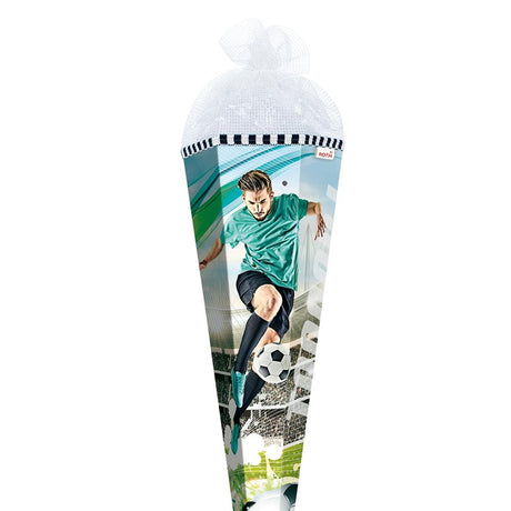 Roth Schultüte Fußballstar, 85cm, eckig, Rot(h)-Spitze, Netzverschluss, mit Sound
