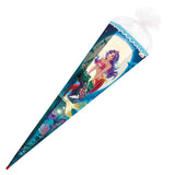 Roth Schultüte Magische Meerjungfrau, 85cm, eckig, Rot(h)-Spitze, Filzverschluss, Folieneffekt, Paillettenborte