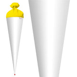 Roth Schultüte-Rohling/Basteltüte, weiß, 70cm, rund, Rot(h)-Spitze, mit Filzverschluss (gelb)