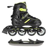 NILS EXTREME NH18191 2in1 Inliner Schlittschuhe Gr. 39-43, Schwarz-Limettengrün, erstellbar