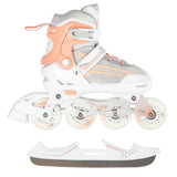 NILS EXTREME NH18190 2in1 Inliner Schlittschuhe Kinder Gr. 34-38, Weiß-Rosa, verstellbar