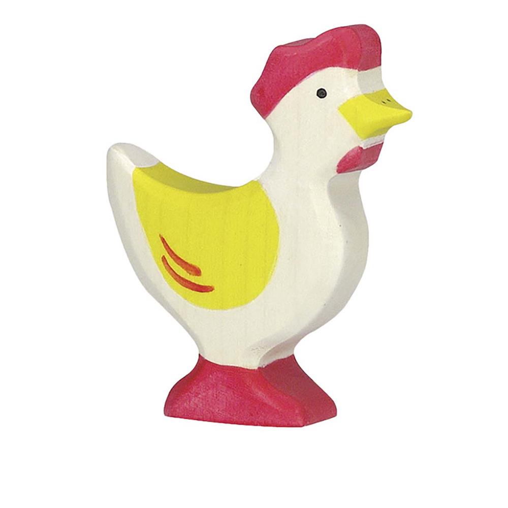 Holztiger Holzfigur - Huhn, stehend, gelb, Holzspielzeug, ab 3 Jahren