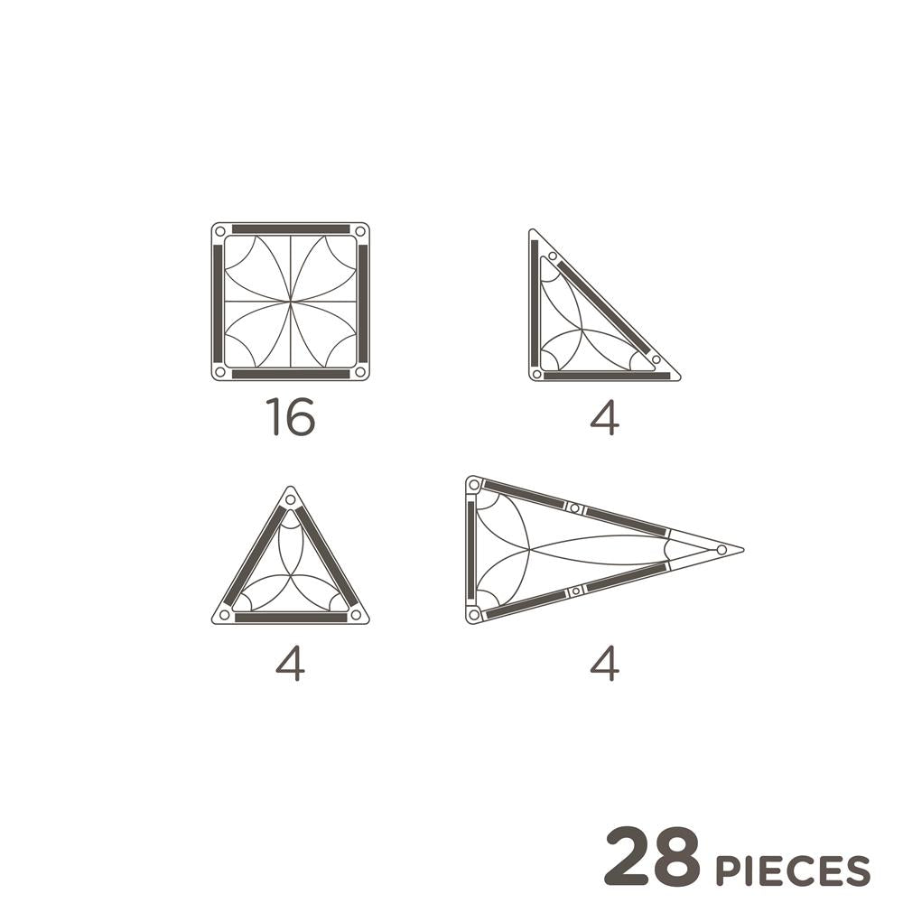 Cleverclixx Mini Tiles Pack Pastellfarben 28 Teile, kompaktes Design für unterwegs ToGo, inklusive Aufbewahrungsbox, Magnetspielzeug