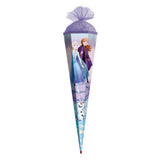 Roth Schultüte Disney Frozen, 85cm, eckig, mit Rot(h)-Spitze und lilafarbigem Tüllverschluss