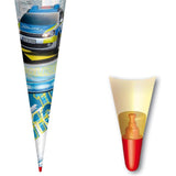 Roth Schultüte Polizei, 70cm, rund, Rot(h)-Spitze, Filzverschluss, mit Licht & Sound