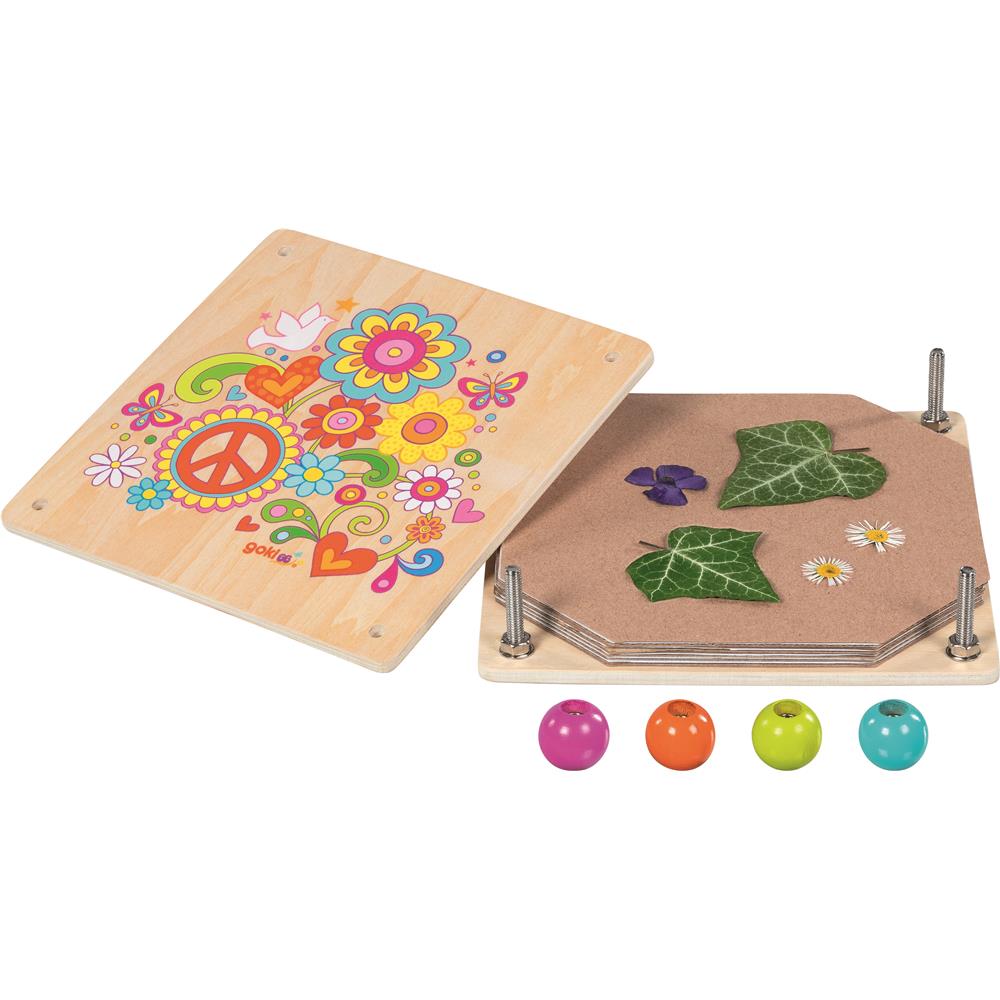 goki Blumenpresse Flower Power - Lernspielzeug (Natur), zum Blätter pressen für Hebarium
