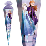 Roth Schultüte Disney Frozen, 85cm, eckig, mit Rot(h)-Spitze und lilafarbigem Tüllverschluss