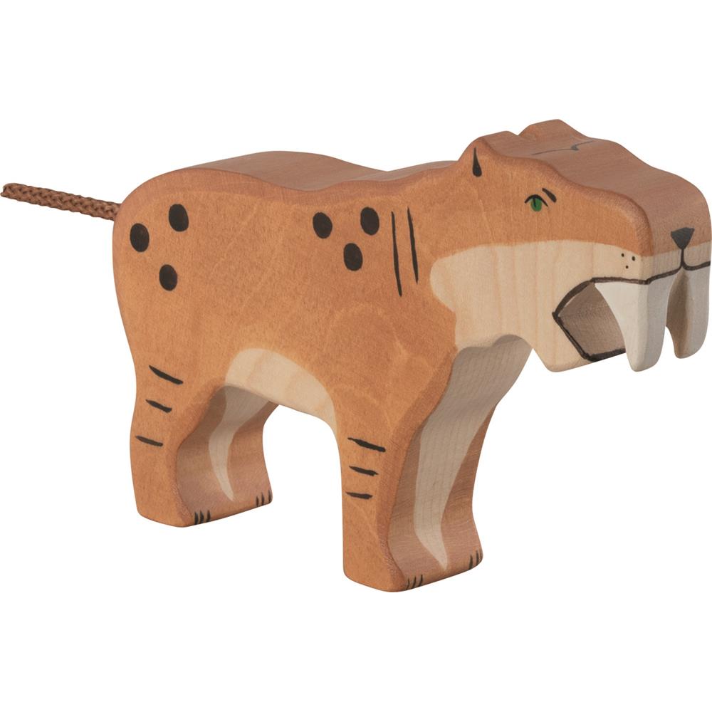 Holztiger Holzfigur - Säbelzahntiger, Holzspielzeug, ab 3 Jahren