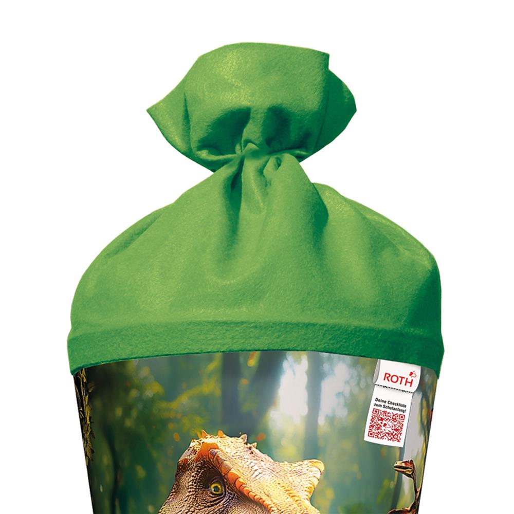 Roth Schultüte Dinosaurier T-Rex, 70cm, rund, Rot(h)-Spitze, Filzverschluss