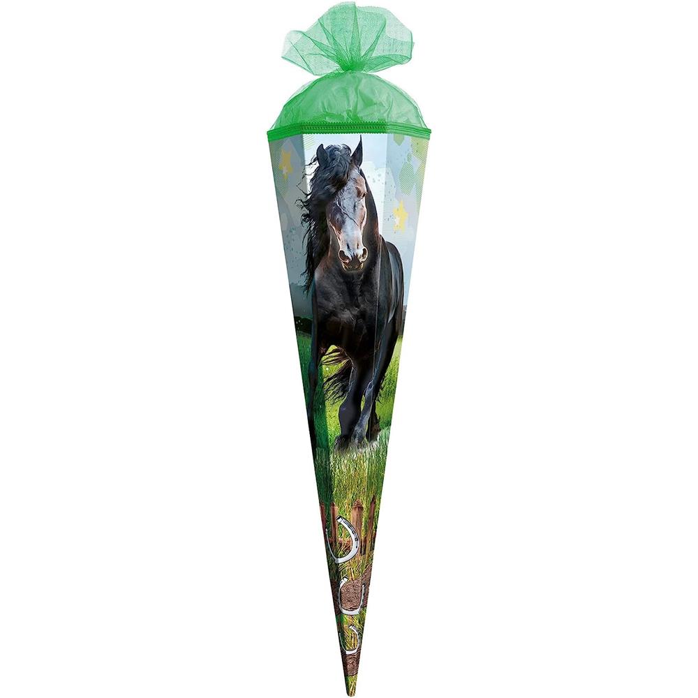 Roth Schultüte Power Pferd, 50cm, eckig, Tüllverschluss