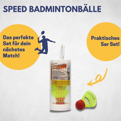 Best Sporting Speed Federball Set Neon Gelb, 5 Speed Federbälle aus Nylon